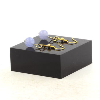 Golden Stainless steel Earrings Aquamarine 8 mm 1 Bead.