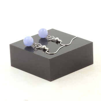 Boucles D'oreilles 1 Perle Aigue-Marine 8 mm en acier inoxydable.