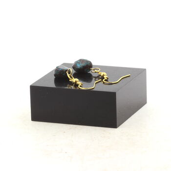 Golden Stainless steel Earrings Chrysocolla from the USA 1 Bead.