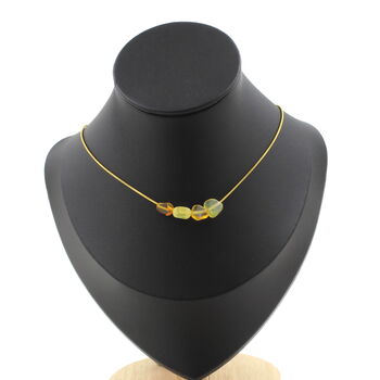 Yellow Opal from Australia 4 beads necklace. Golden stainless steel chain