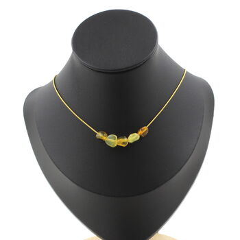 Yellow Opal from Australia 5 beads necklace. Golden Stainless steel chain