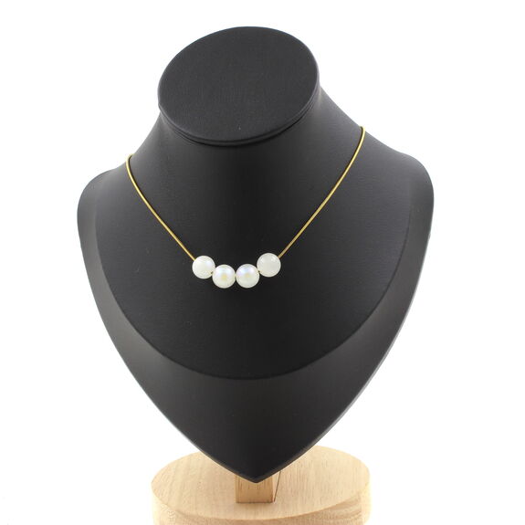 Moonstone 8 mm 4 beads necklace. Golden stainless steel chain