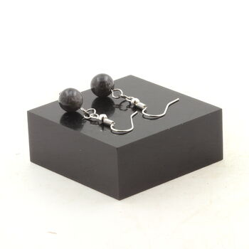 Stainless steel Earrings Labradorite 8 mm 1 Bead.