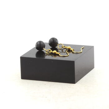 Boucles D'oreilles 1 Perle Labradorite 8 mm en acier doré inoxydable.