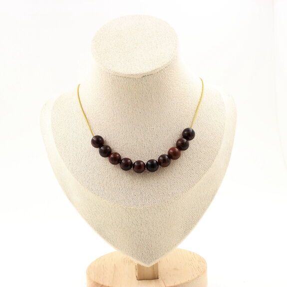 Mahogany Obsidian 8 mm 10 beads necklace. Golden stainless steel chain