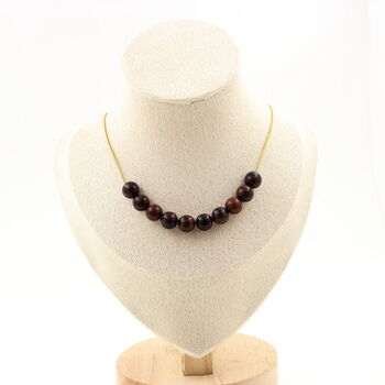 Mahogany Obsidian 8 mm 10 beads necklace. Golden stainless steel chain