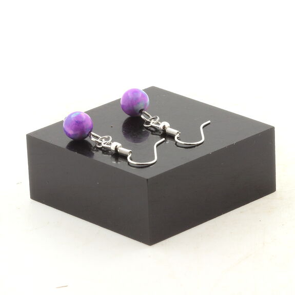 Stainless steel Earrings Blue purple Jasper 8 mm 1 Bead.