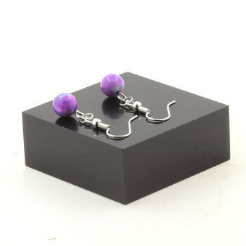 Stainless steel Earrings Blue purple Jasper 8 mm 1 Bead.