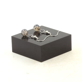 Stainless steel Earrings Dragon Vein Agate 8 mm 1 Bead.