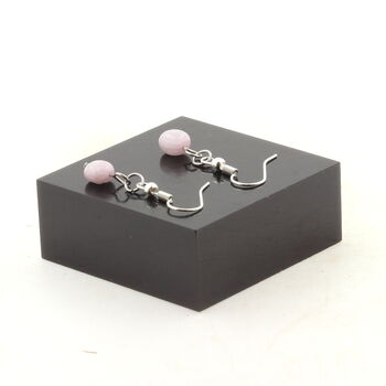 Stainless steel Earrings Kunzite from Brazil 1 Bead.