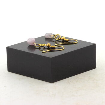 Golden Stainless steel Earrings Kunzite from Brazil 1 Bead.