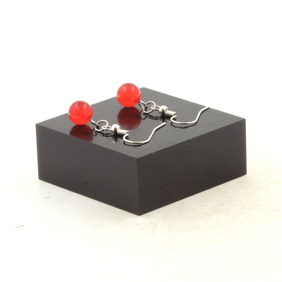 Stainless steel Earrings Red Chalcedony 8 mm 1 Bead.