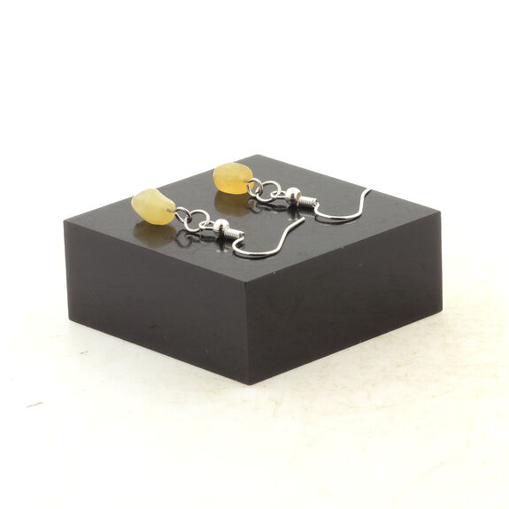 Stainless steel Earrings Yellow Calcite from the UK 1 Bead.