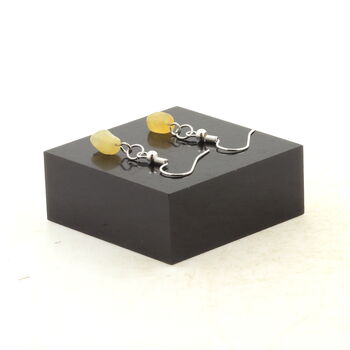 Boucles D'oreilles 1 Perle Calcite jaune du Royaume-Uni en acier inoxydable.
