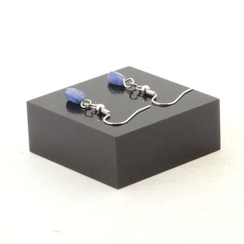Boucles D'oreilles 1 Perle Cyanite bleu du Brésil en acier inoxydable.