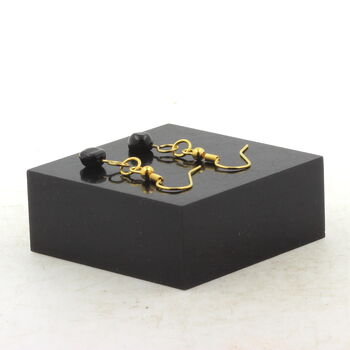 Golden Stainless steel Earrings Hypersthene from Egypt 1 Bead.