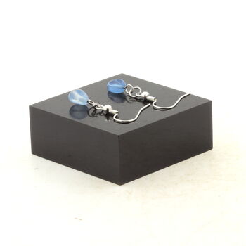 Boucles D'oreilles 1 Perle Aigue-Marine du Brésil en acier inoxydable.