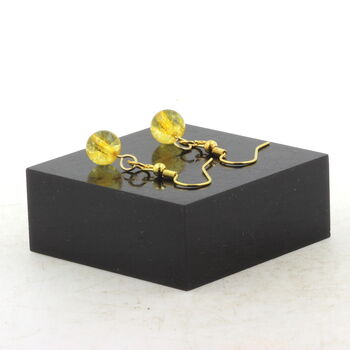 Golden Stainless steel Earrings Citrine 8 mm 1 Bead.