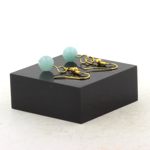 Golden Stainless steel Earrings Amazonite 8 mm 1 Bead.