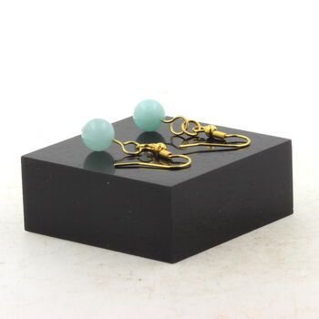 Golden Stainless steel Earrings Amazonite 8 mm 1 Bead.