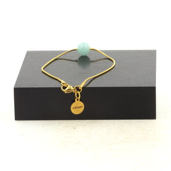 Golden Stainless steel bracelet 1 Amazonite 8 mm Bead.