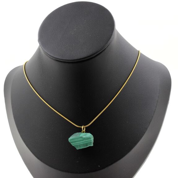 Raw Malachite Necklace. 24.51 ct. Unique piece