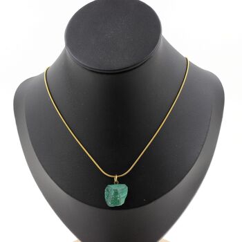 Raw Malachite Necklace. 21.01 ct. Unique piece