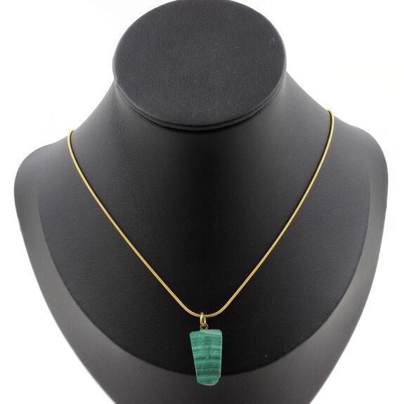 Raw Malachite Necklace. 17.48 ct. Unique piece