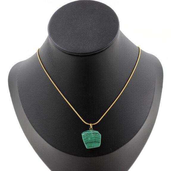 Raw Malachite Necklace. 28.75 ct. Unique piece