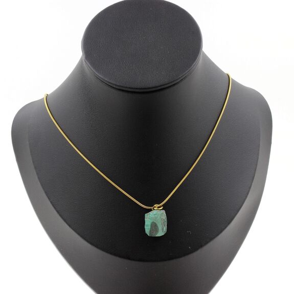 Raw Malachite Necklace. 11.43 ct. Unique piece