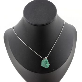 Raw Malachite Necklace. 21.96 ct. Unique piece