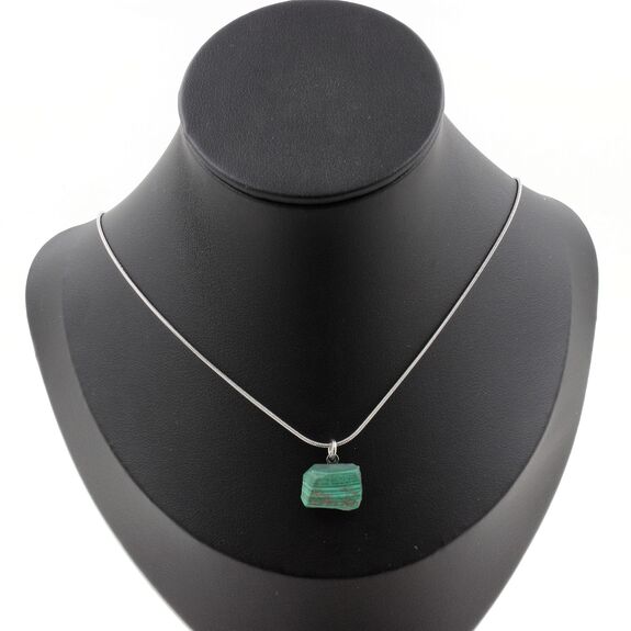 Raw Malachite Necklace. 11.78 ct. Unique piece