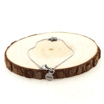 Bracelet en acier inoxydable 1 Perle Hématite forme étoile 8 mm.