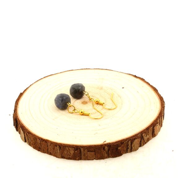 Golden Stainless steel Earrings Labradorite 9mm faceted cube 1 Bead.