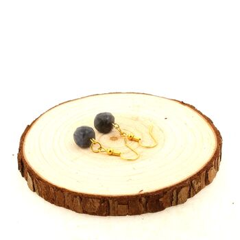 Golden Stainless steel Earrings Labradorite 9mm faceted cube 1 Bead.