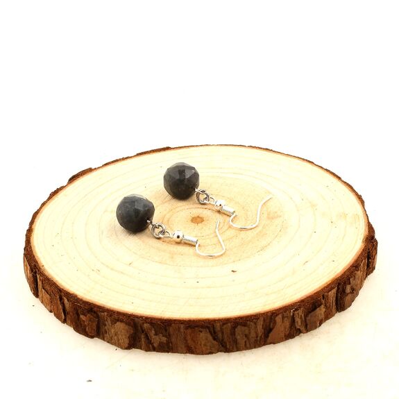 Stainless steel Earrings Labradorite 9mm faceted cube 1 Bead.