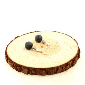 Stainless steel Earrings Labradorite 9mm faceted cube 1 Bead.