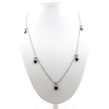 5 heart-shaped hematite beads, 5 mm necklace. Stainless steel chain