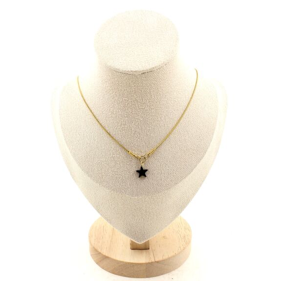Star-shaped Hematite, 8 mm 1 bead necklace. Golden Stainless steel chain