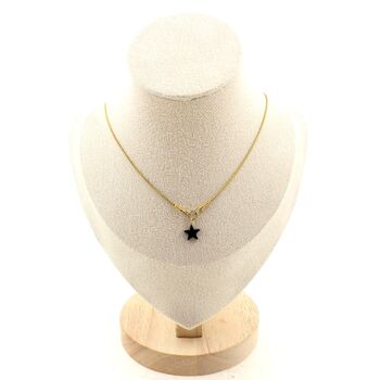 Star-shaped Hematite, 8 mm 1 bead necklace. Golden Stainless steel chain