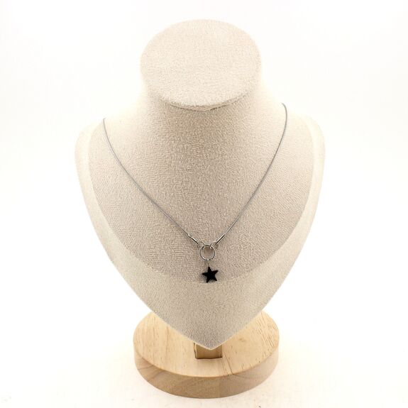 Star-shaped Hematite, 8 mm 1 bead necklace. Stainless steel chain