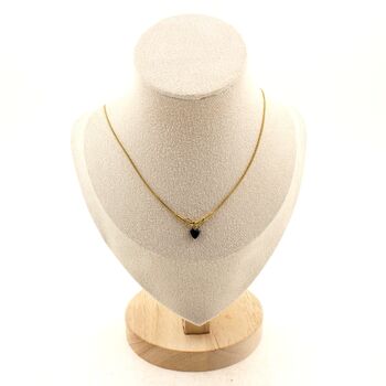 Heart-shaped Hematite, 5 mm 1 bead necklace. Golden Stainless steel chain