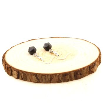 Stainless steel Earrings Obsidian 8mm faceted diamond shape 1 Bead.