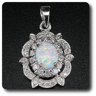 OPAL & CUBIC ZIRCONIA PENDANT
