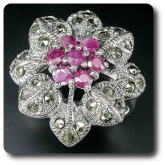 RUBY & MARCASITE RING
