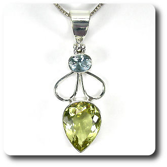 YELLOW QUARTZ & TOPAZ PENDANT