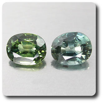 1.09 cts LOT DE 2 SAPHIR VERT BLEU .VS-SI1