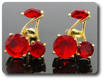 6x10-7 mm Red Ruby Cherries Cufflink