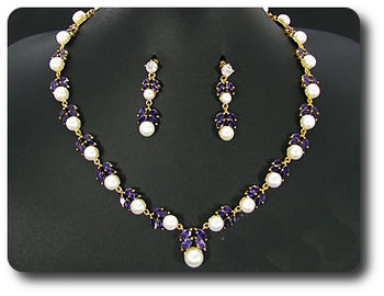 Pearl & Purple Amethyst Necklace + Earrings