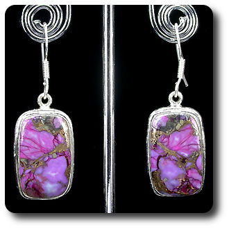 BOUCLES D'OREILLE TURQUOISE ROSE VIOLET